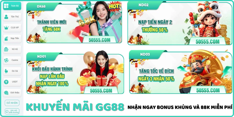 GG88 ưu đãi tặng tiền cược miễn phí cho tân thủ đăng ký